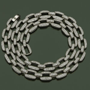 14 MM CURB LINK Silver Color Solid Crystal Chain
