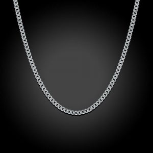 2mm Curb Chain Necklace - 18K White Gold Plated