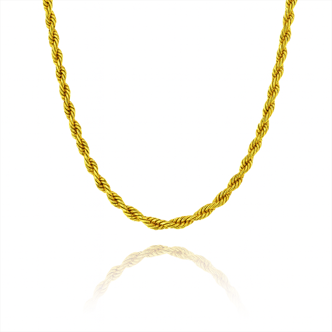 14K Gold Plated Classic Rope Chain (Multiple Sizes Available)