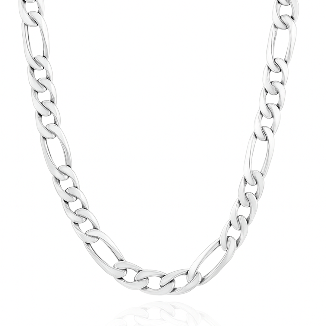 Silver Figaro Brass Classic Chain (Multiple Sizes Available)