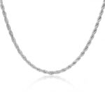 3mm Singapore Rope Chain Necklace - 18K White Gold Plated