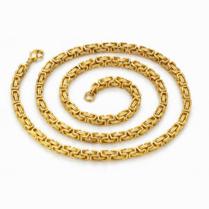 4MM 14k Gold Plated  24" Byzantine Link Chain