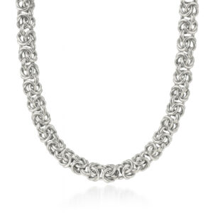 Classic Byzantine Thick Cut Chain Necklace (Gold or Silver Available)