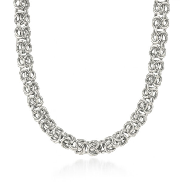 Classic Byzantine Thick Cut Chain Necklace (Gold or Silver Available)