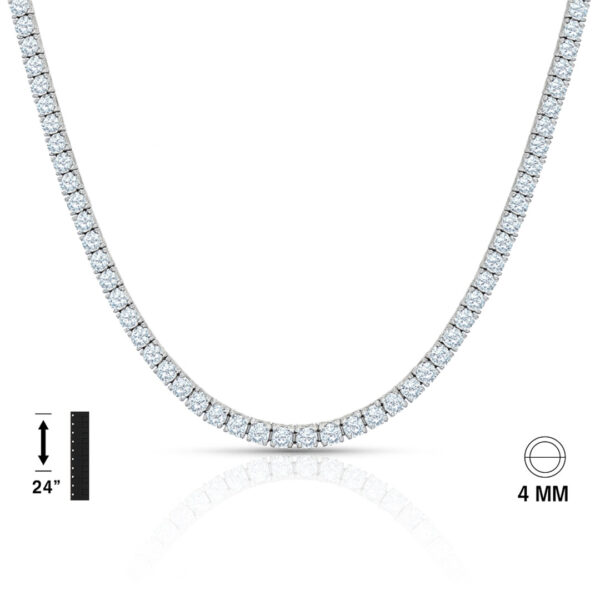 4MM Sterling Silver with CZ Tennis Chain - 18" - Image 3