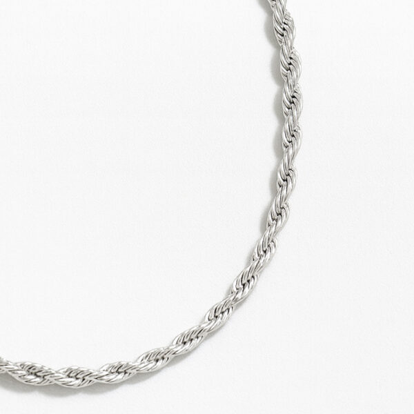 3mm Singapore Rope Chain Necklace - 18K White Gold Plated - Image 2
