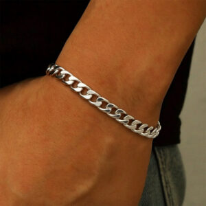 Cuban Chain Bracelet -18K White Gold Plated