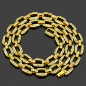 14 MM CURB LINK Solid 14K Yellow Gold Color Crystal Chain