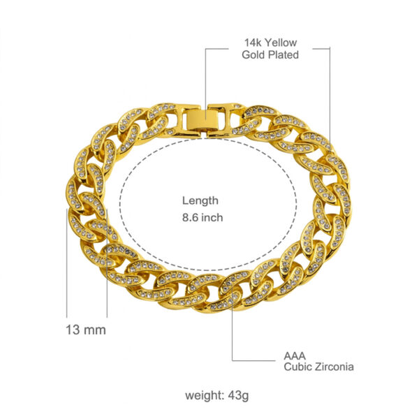 CREW 13MM Iced Out Cuban Bracelet - Image 2