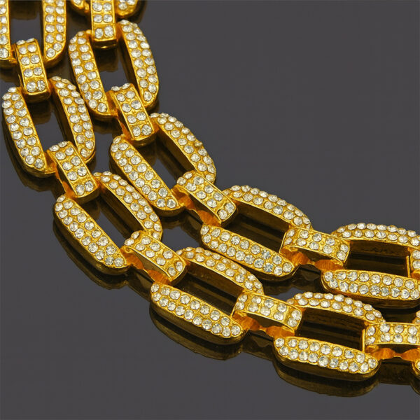 14 MM CURB LINK Solid 14K Yellow Gold Color Crystal Chain - Image 2