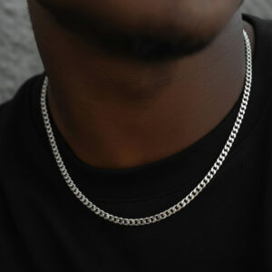 Curb Link Chain (White Gold) 2mm