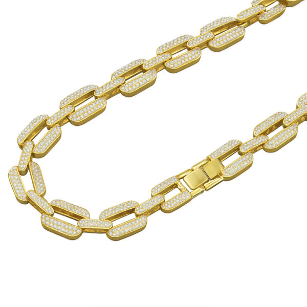 14 MM CURB LINK Solid 14K Yellow Gold Color Crystal Chain - Image 3