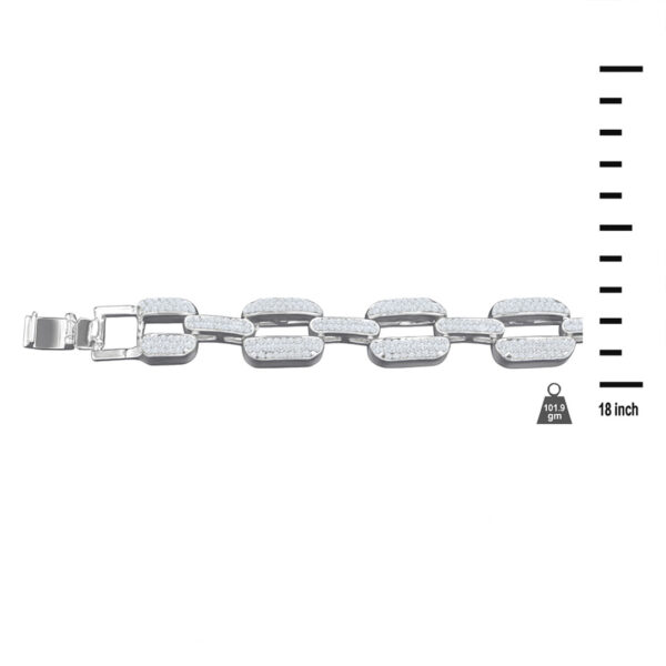 14 MM CURB LINK Silver Color Solid Crystal Chain - Image 4